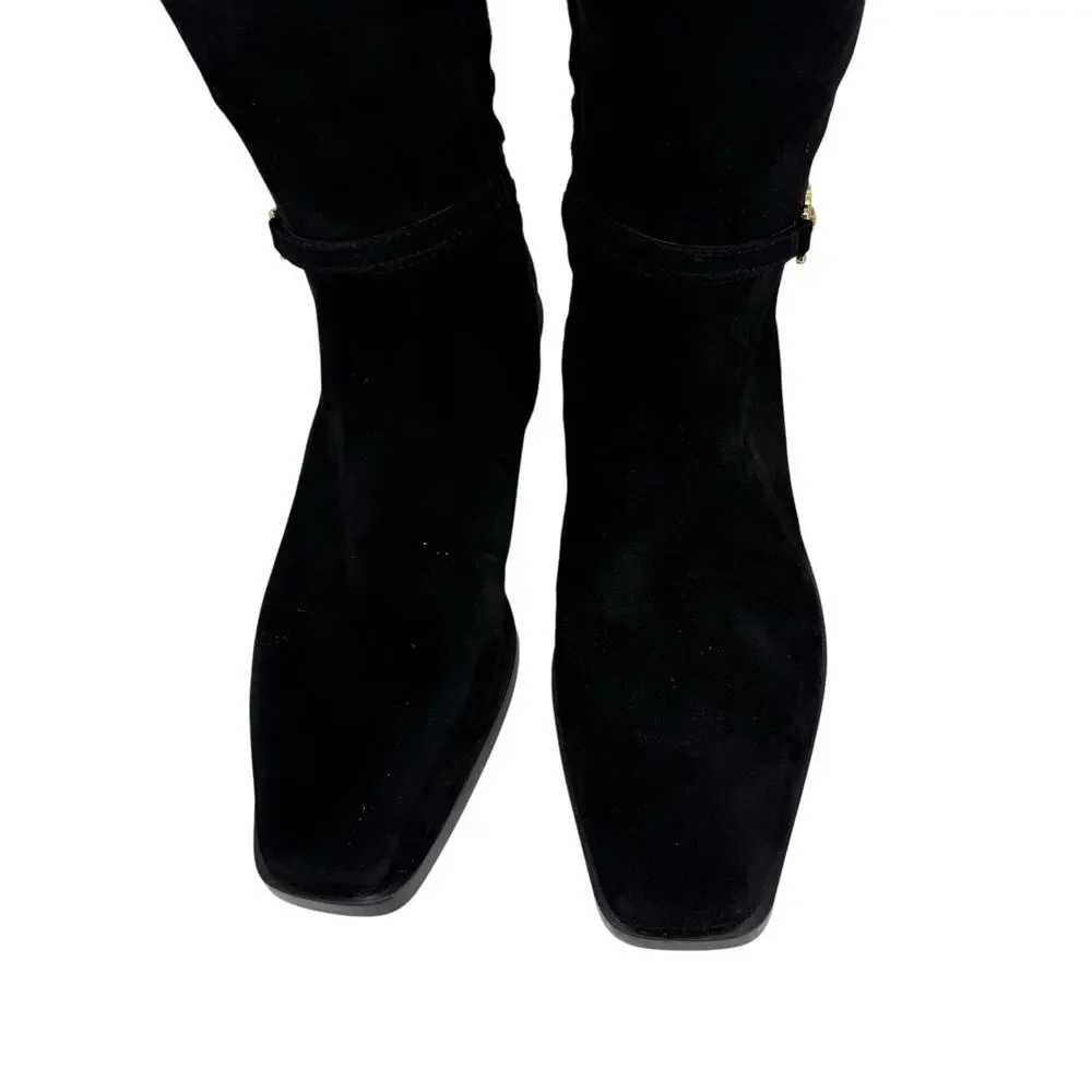 Sam Edelman Clive Black Knee High Suede Square Toe Stretch Boots Womens Sz 7